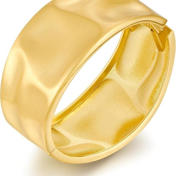 Jewelry - Gold Matte Wide Cuff Bracelet for Women Minimalist Geometric Vintage Jewelry